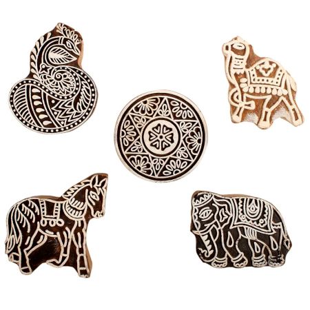 Set of 5 Piece New Mix Wooden Printing Block